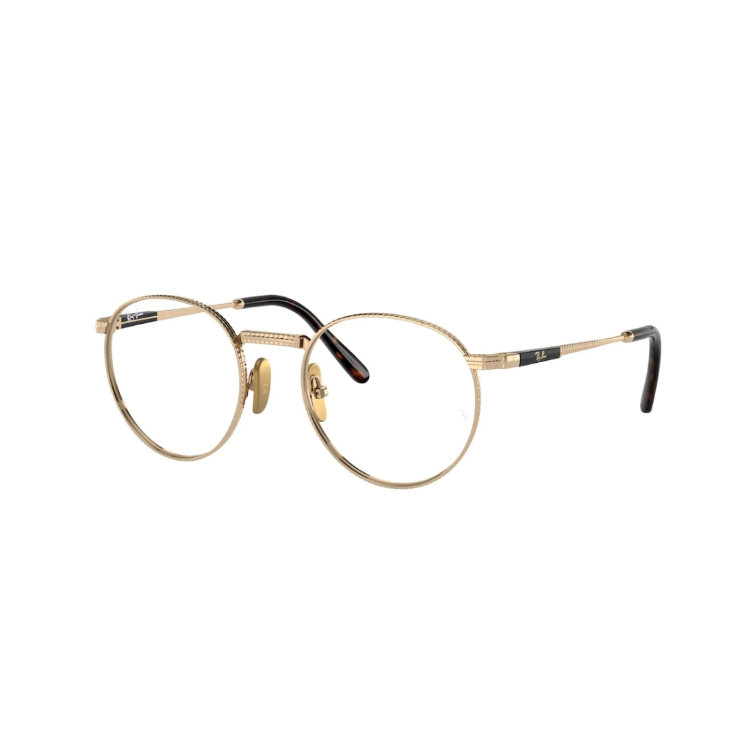 UNISEX EYEGLASSES RAY-BAN RX 8237V ROUND TITANIUM 1220 GOLD CALIBER 50 
