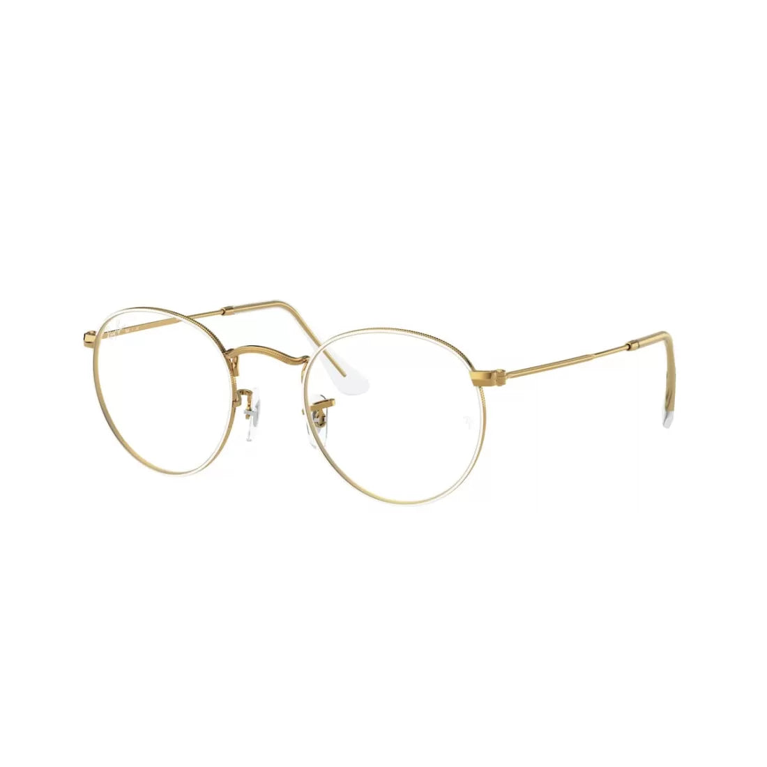 UNISEX EYEGLASSES RAY-BAN RX 3447V ROUND METAL 3104 WHITE ON LEGEND GOLD CALIBER 50 