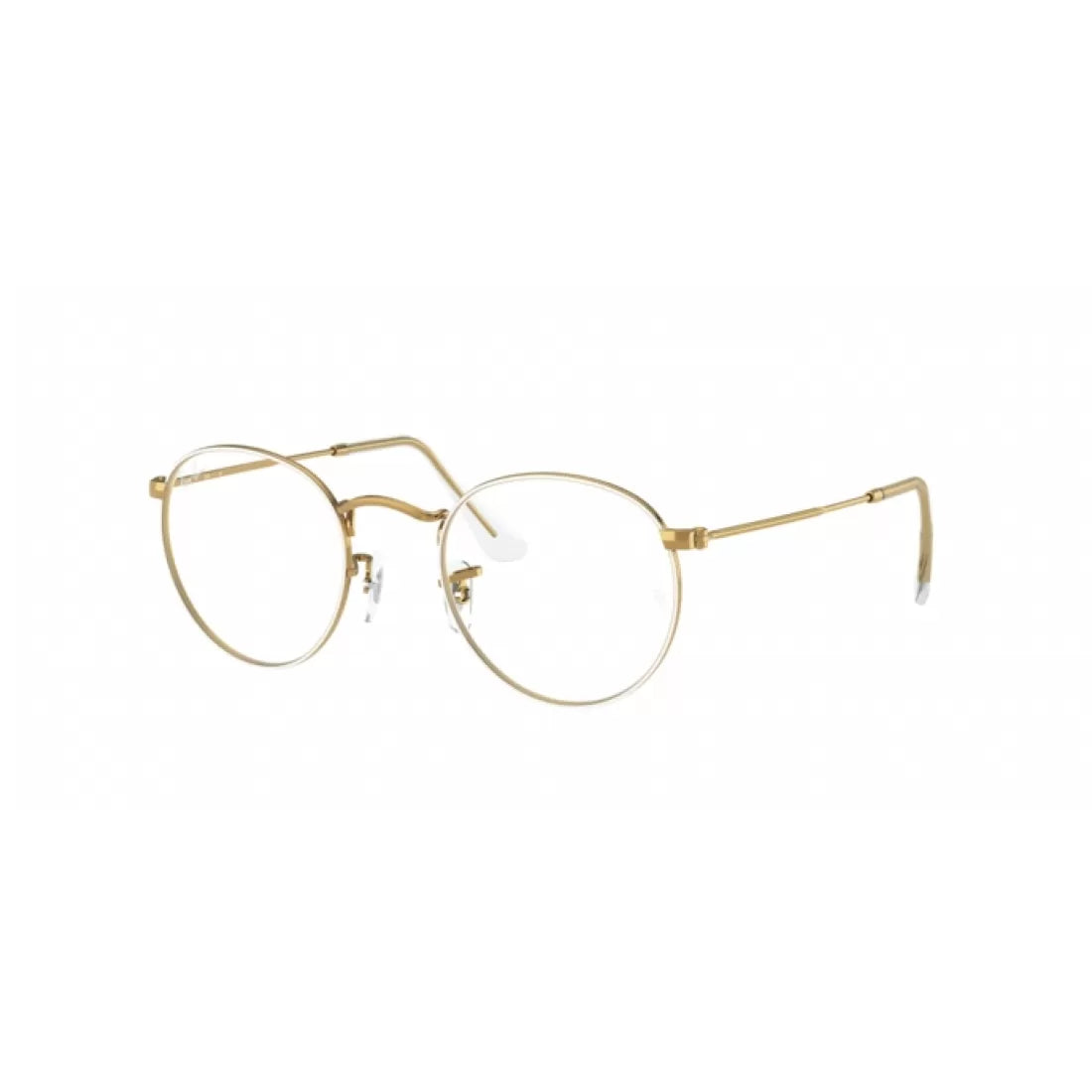 UNISEX EYEGLASSES RAY-BAN RX 3447V ROUND METAL 3104 WHITE ON LEGEND GOLD CALIBER 47 