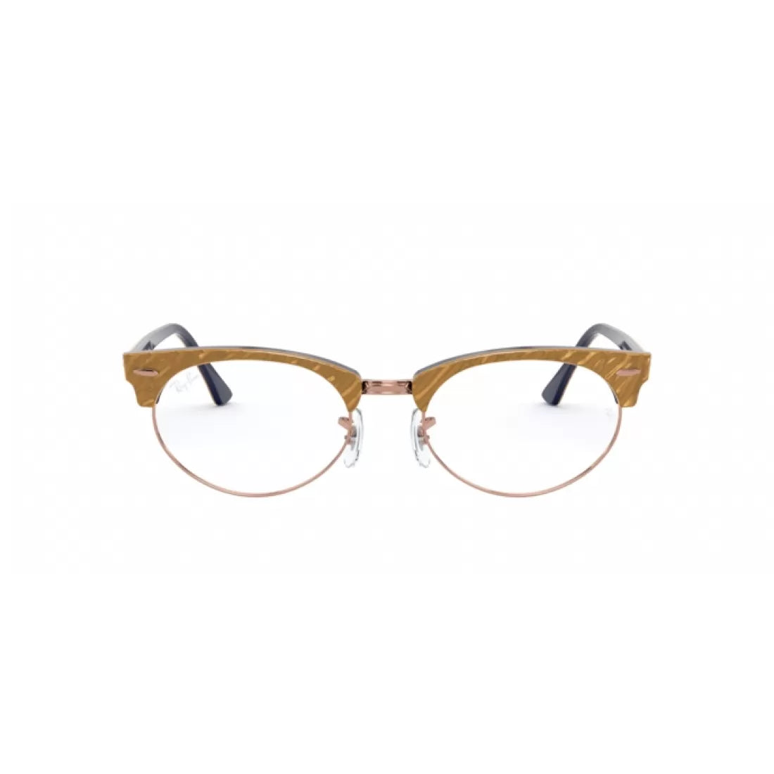 UNISEX EYEGLASSES RAY-BAN RX 3946V - 8051 BEIGE ON BLUE WRINKLED TOP CALIBER 52 