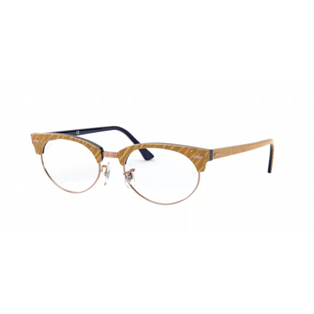 UNISEX EYEGLASSES RAY-BAN RX 3946V - 8051 BEIGE ON BLUE WRINKLED TOP CALIBER 52 