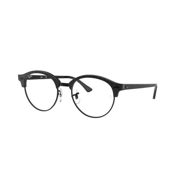 OCCHIALE DA VISTA UNISEX RAY-BAN RX 4246V CLUBROUND 8049 PARTE SUPERIORE RUGOSA NERO SU NERO CALIBRO 49