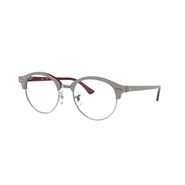 OCCHIALE DA VISTA UNISEX RAY-BAN RX 4246V CLUBROUND 8050 TOP GRIGIO RUGOSO SU BRODEAUX CALIBRO 49