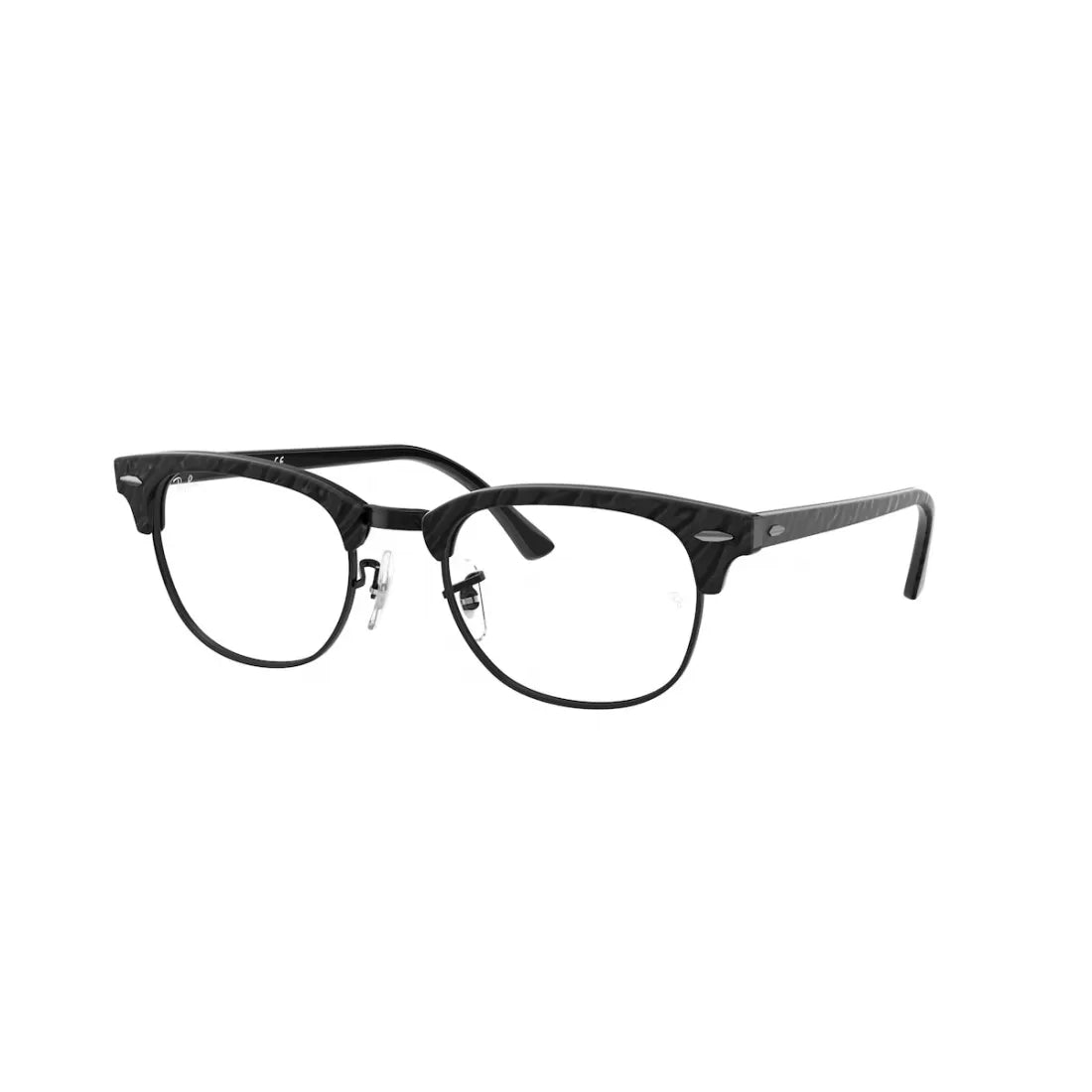OCCHIALE DA VISTA UNISEX RAY-BAN RX 5154 CLUBMASTER 8049 PARTE SUPERIORE RUGOSA NERO SU NERO CALIBRO 49