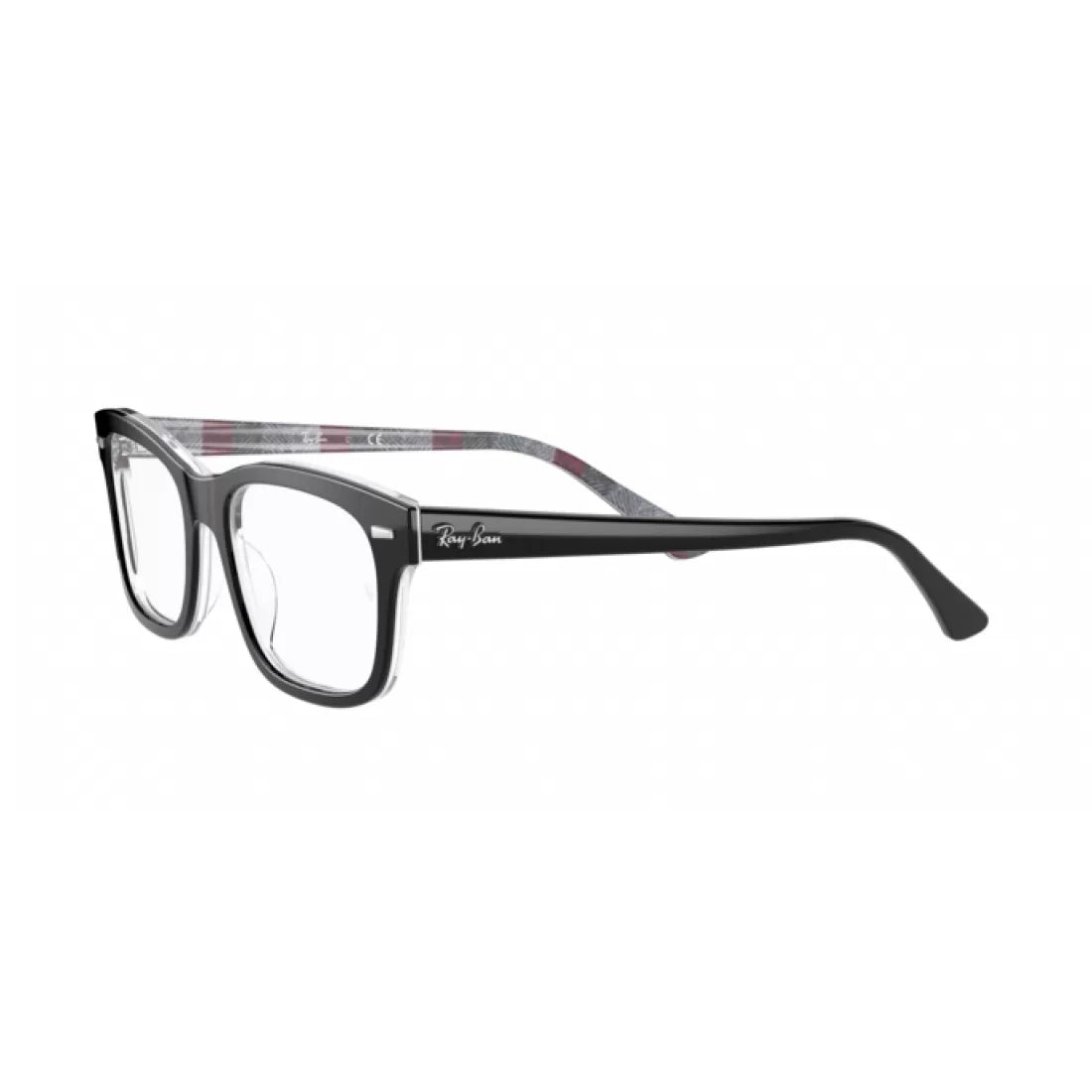 OCCHIALE DA VISTA UNISEX RAY-BAN RX 5383 - 8089 NERO SU CHEVRON GRIGIO BORDEAUX CALIBRO 52