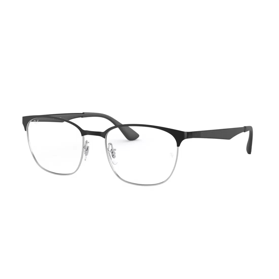 UNISEX EYEGLASSES RAY-BAN RX 6356 - 2861 BLACK TOP ON POLISHED SILVER CALIBER 52 