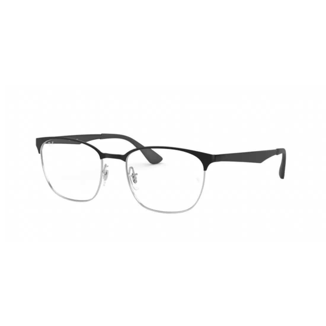 UNISEX EYEGLASSES RAY-BAN RX 6356 - 2861 BLACK TOP ON POLISHED SILVER CALIBER 52 
