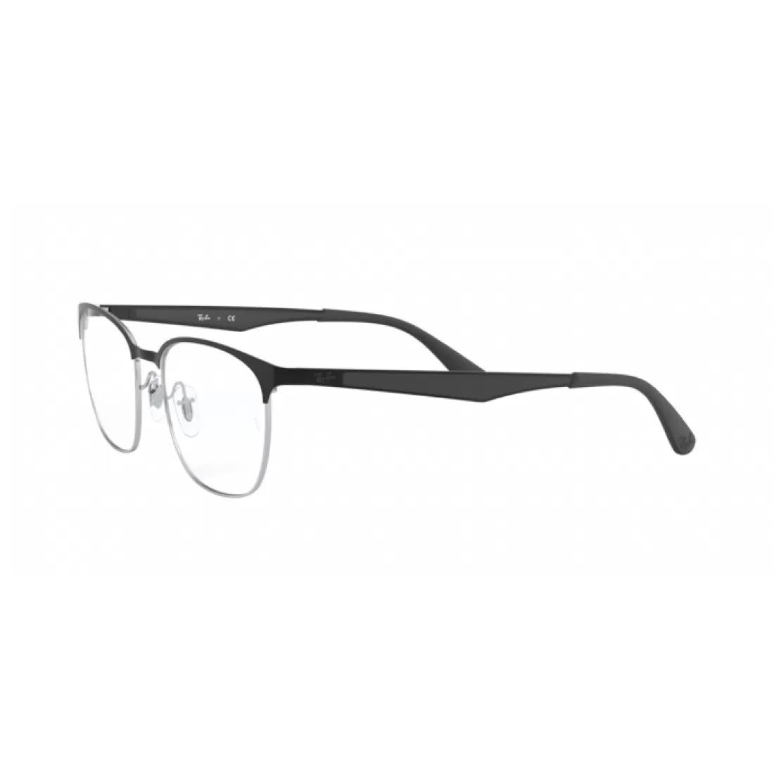 UNISEX EYEGLASSES RAY-BAN RX 6356 - 2861 BLACK TOP ON POLISHED SILVER CALIBER 52 