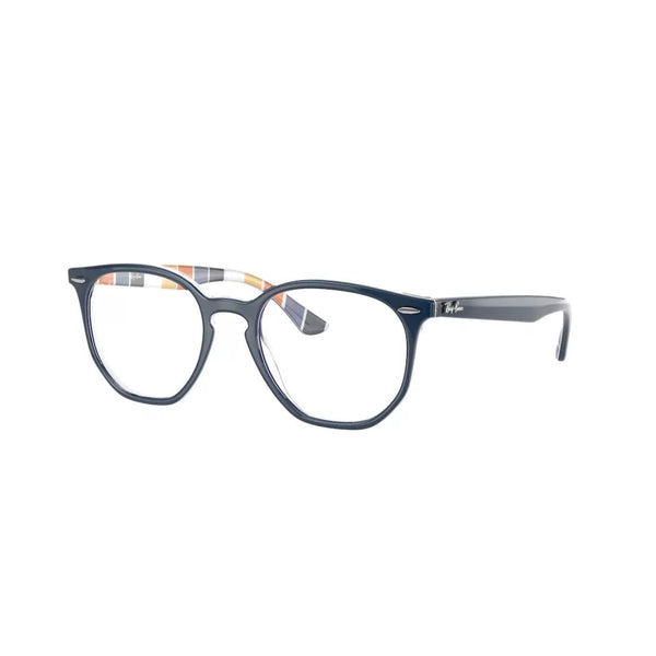 OCCHIALE DA VISTA UNISEX RAY-BAN RX 7151 HEXAGONAL 8091 BLU SU STRISCE ARANCIO BLU CALIBRO 52