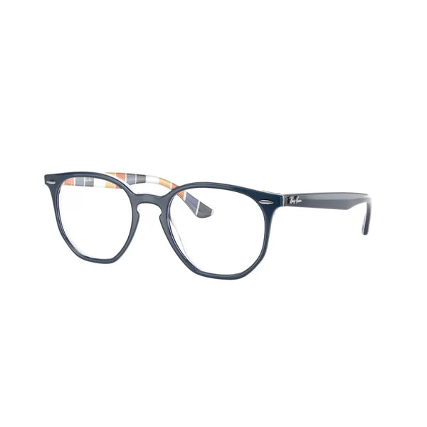 OCCHIALE DA VISTA UNISEX RAY-BAN RX 7151 HEXAGONAL 8091 BLU SU STRISCE ARANCIO BLU CALIBRO 50