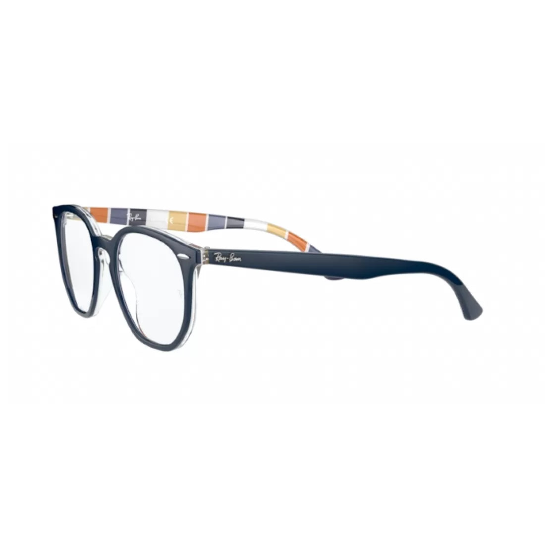 UNISEX EYEGLASSES RAY-BAN RX 7151 HEXAGONAL 8091 BLUE ON BLUE ORANGE STRIPES CALIBER 50 