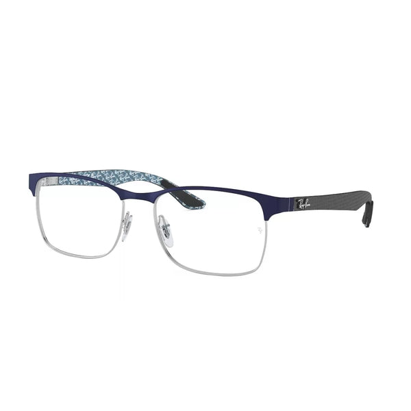 OCCHIALE DA VISTA UOMO RAY-BAN RX 8416 - 3016 ARGENTO SUL BLU OPACO SUPERIORE CALIBRO 53