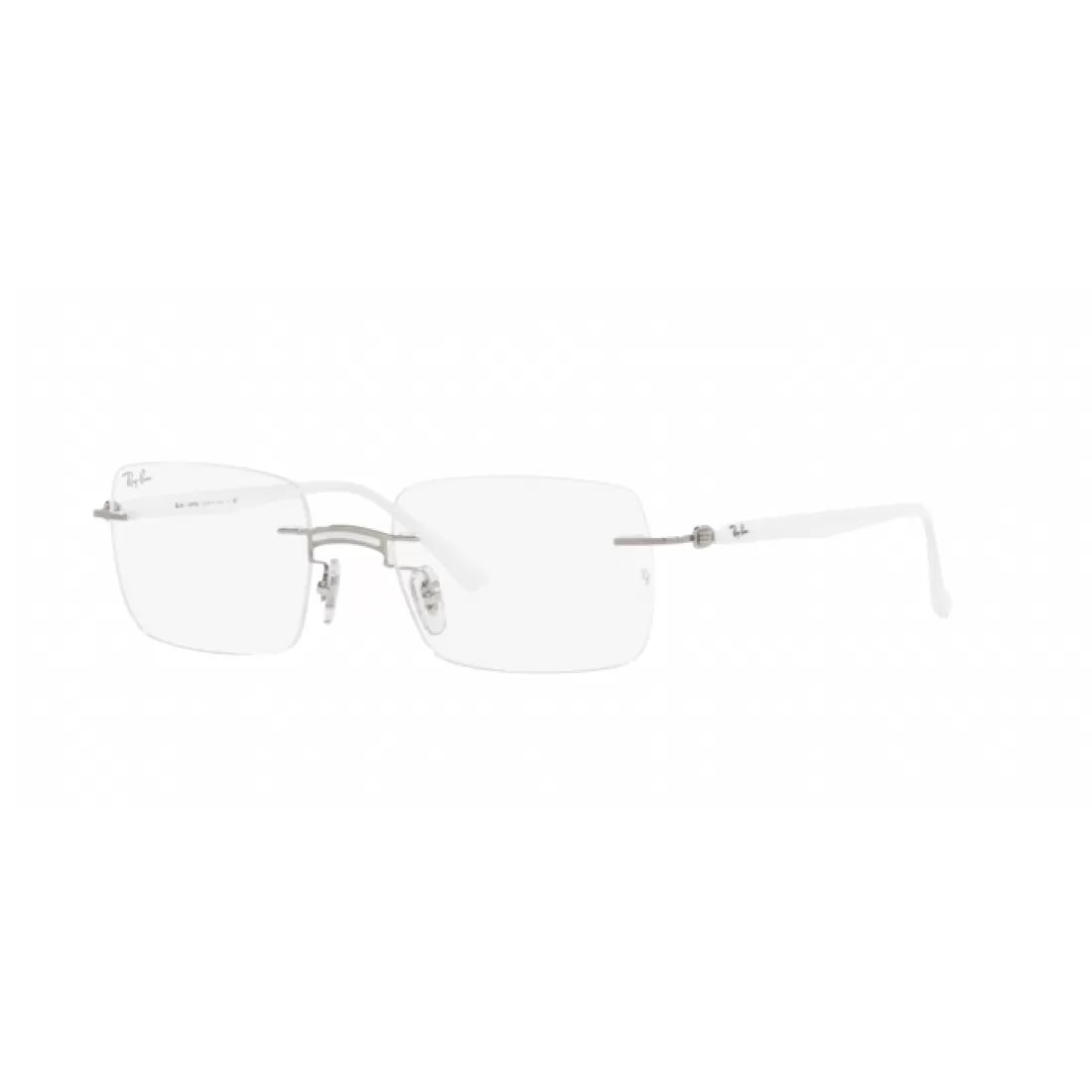 UNISEX EYEGLASSES RAY-BAN RX 8767 - 1228 WHITE ON SILVER CALIBER 51 