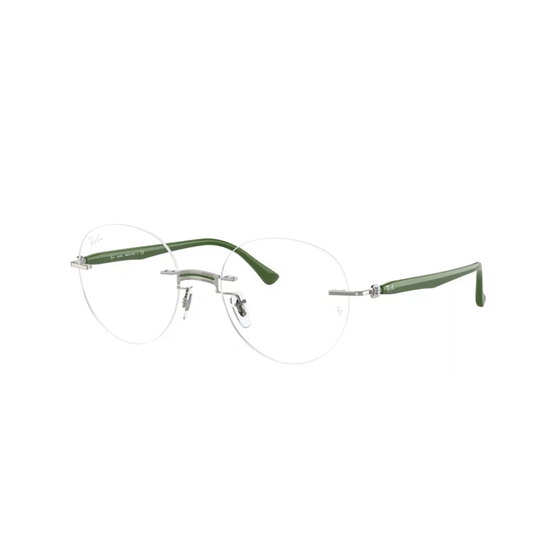 UNISEX EYEGLASSES RAY-BAN RX 8768 - 1232 MILITARY GREEN ON SILVER CALIBER 50 