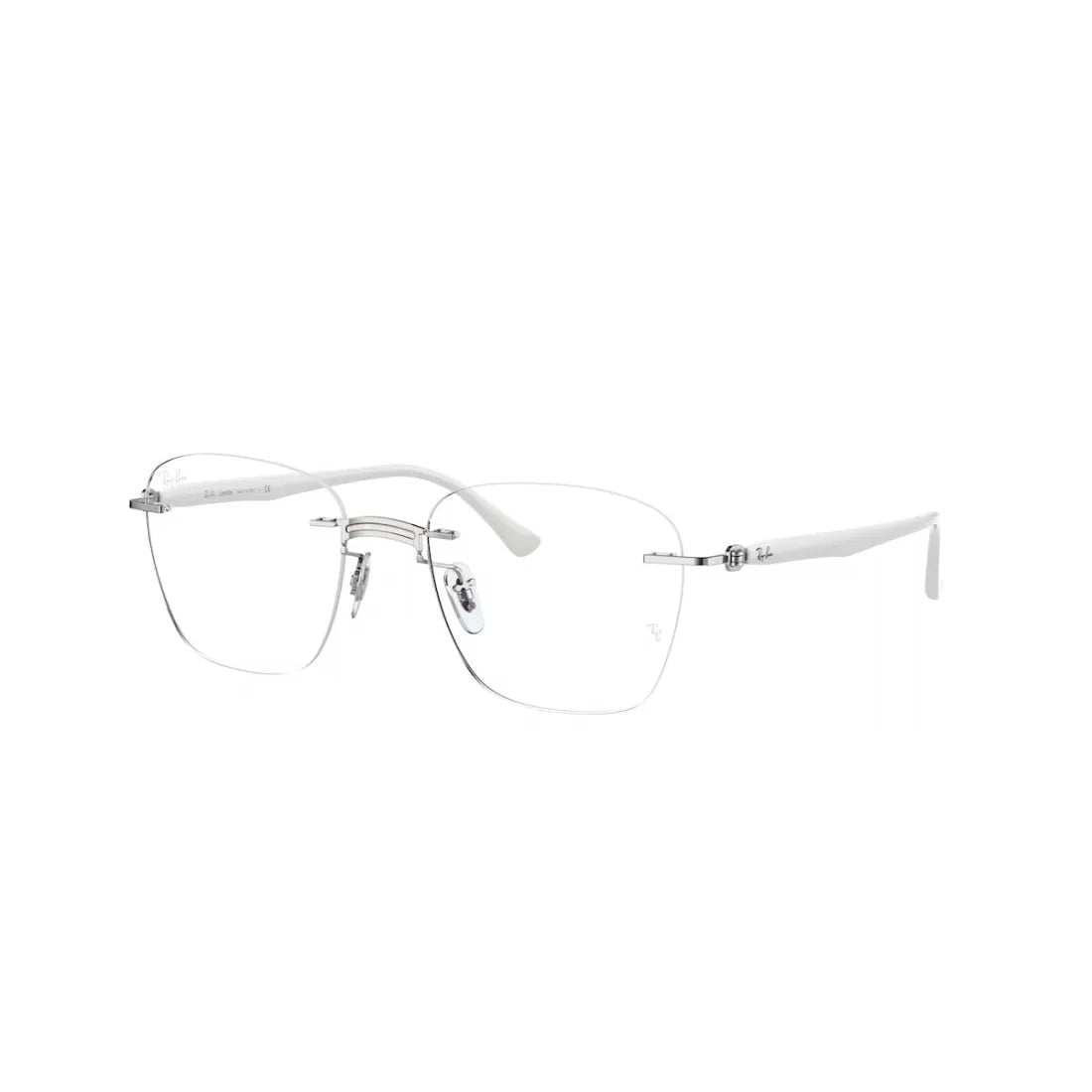 UNISEX EYEGLASSES RAY-BAN RX 8769 - 1228 WHITE ON SILVER CALIBER 49 