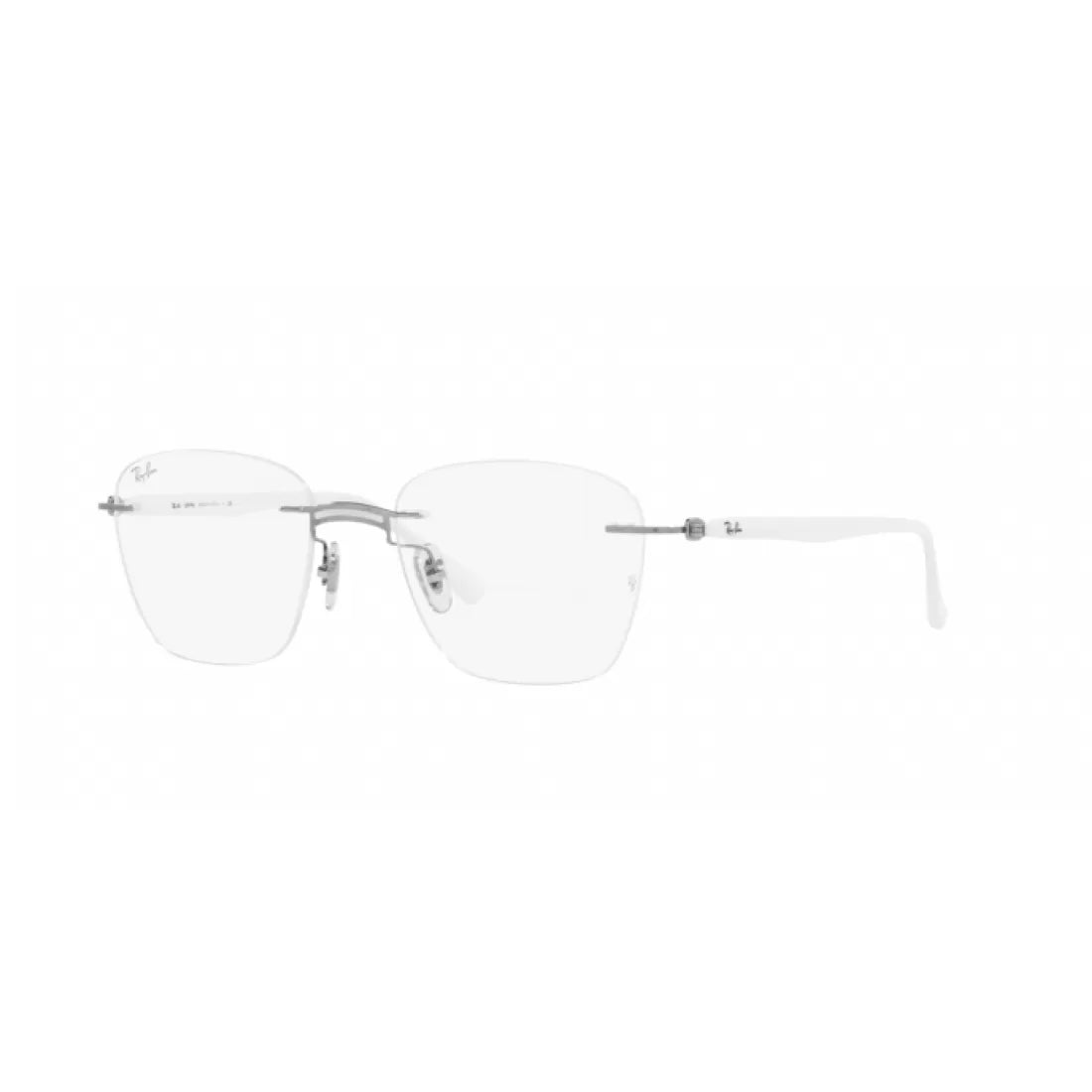 UNISEX EYEGLASSES RAY-BAN RX 8769 - 1228 WHITE ON SILVER CALIBER 51 