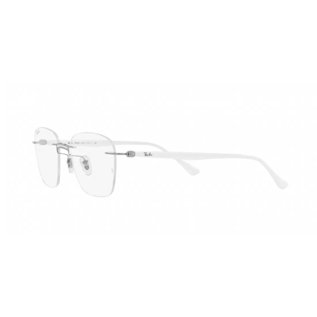 UNISEX EYEGLASSES RAY-BAN RX 8769 - 1228 WHITE ON SILVER CALIBER 49 